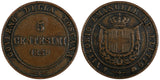 Italian States TUSCANY 1859  5 Centesimi  Provisional Government  C# 83 (277)