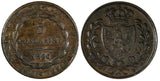 Italian States SARDINIA Carlo Felice Copper 1826 5 Centesimi XF KM# 127.2 (279)