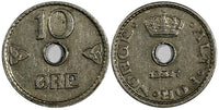 Norway Haakon VII 1927 10 Ore Mintage-526,000 RARE DATE KM# 383 (314)