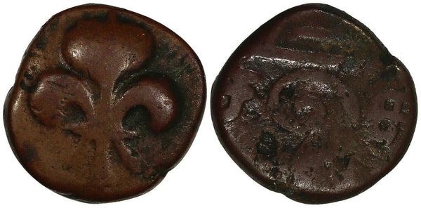 India-French Pondichery Copper ND (1715-1835) Doudou KM# 35 (19 319)