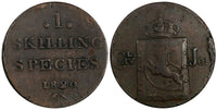 Norway Carl XIV Copper 1820 1 Skilling 27mm KM# 286 (19 323)