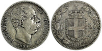 Italy Umberto I Silver 1899 R 2 Lire 27 mm Better Date SCARCE KM# 23 (19 324)