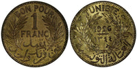 Tunisia 1345 (1926) 1 Franc Chambers of Commerce KEY DATE  UNC KM# 247 (19 346)