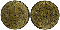 Tunisia 1360 (1941) 1 Franc Chambers of Commerce  UNC Mint Luster KM# 247 (350)