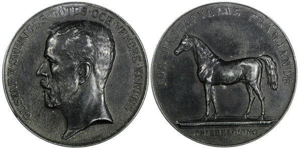 SWEDEN Zink Medal GUSTAV V ND Reward for Horse Breeding (43mm) C/S Edge (66)