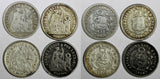 Peru Silver LOT OF 4 COINS 1866 YB  1/5 Sol  KM# 191 (19 393)