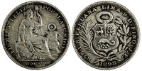 Peru Silver 1898 JF 1/5 Sol "LIBERTAD" KM# 205.2 (19 398)