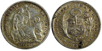 Peru Silver 1896 TF-JR 1/5 Sol "LIBERTAD" Light Toned KM# 205.2 (19 399)