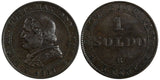 Italian States PAPAL STATES Pius IX Copper 1867-XXI 1 Soldo KM# 1372.2 (19 430)