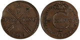 SWEDEN Carl XIV Johan Copper 1819 1/4 Skilling 26 mm 1st Year Type KM# 595 (469)