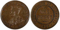 Australia George V Copper 1927 1 Penny Melbourne Mint KM# 23 (19 494)