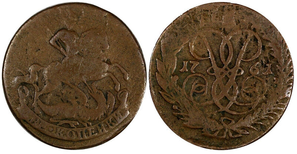 Russia Elizabeth Copper 1761 2 Kopecks Krasny Mint, Moscow C# 7.2 (19 524)