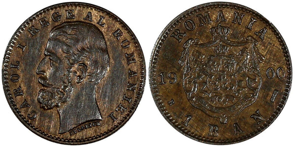 Romania Carol I Copper 1900 B 1 Ban Hamburg ,Germany Mint KM# 26 (19 559)