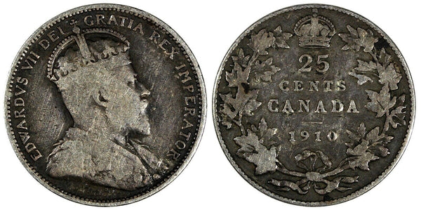 Canada Edward VII Silver 1910 25 Cents KM# 11a (19 582)