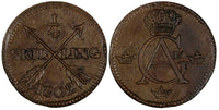 SWEDEN Gustav IV Adolf  Copper 1802 1/4 Skilling Choice XF  KM# 564 (19 595)