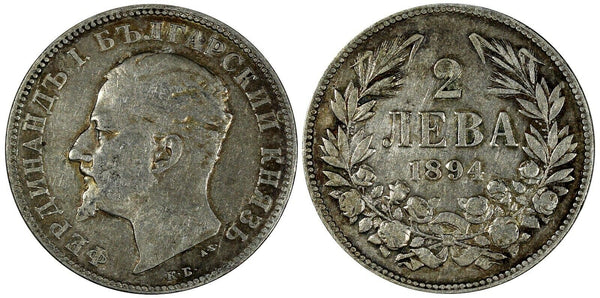 Bulgaria Ferdinand I Silver 1894 KB 2 Leva 27 mm Kremnica Mint  KM# 17 (19 624)