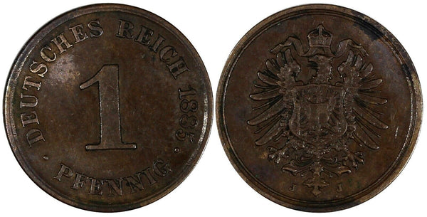 Germany - Empire Wilhelm I Copper 1885 J 1 Pfennig RARE DATE KM# 1 (19 625)