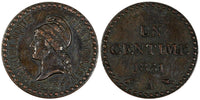 France Bronze 1851 A 1 Centime Paris Mint XF Condition KM# 754 (19 629)