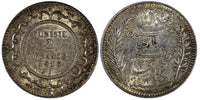 Tunisia Muhammad V Silver 1335 (1916) A 2 Francs aUNC KM# 239 (19 661)