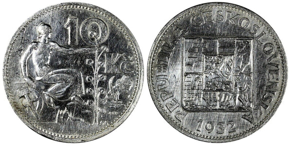 Czechoslovakia Silver 1932 10 Korun 30 mm KM# 15 (19 683)