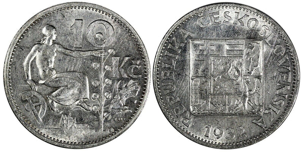 Czechoslovakia Silver 1932 10 Korun 30 mm KM# 15 (19 684)