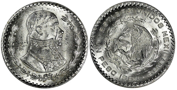 Mexico ESTADOS UNIDOS MEXICANOS Silver 1964 Peso UNC KM# 459 (19 686)