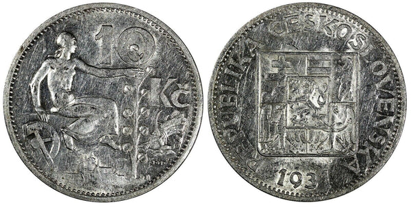 Czechoslovakia Silver 1931 10 Korun 30 mm KM# 15 (19 688)