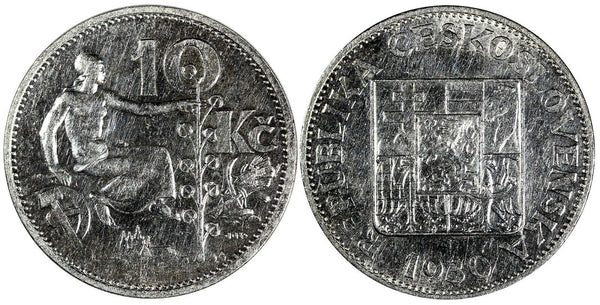 Czechoslovakia Silver 1930 10 Korun 30 mm KM# 15 (19 689)