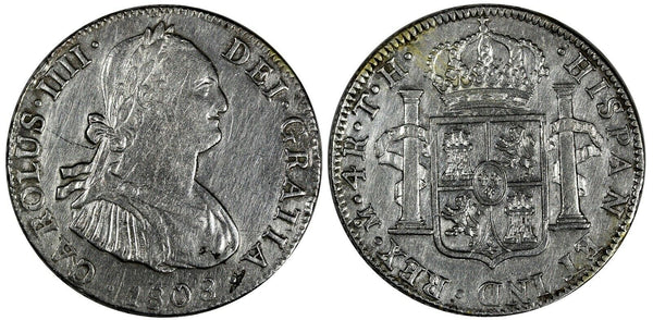 Mexico SPANISH COLONY Charles IV Silver 1808 TH 4 Reales ch.VF KM# 100 (19 703)