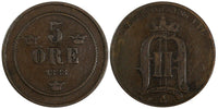 Sweden Oscar II Bronze 1888 5 Öre Small Letters KM# 736 (19 718)