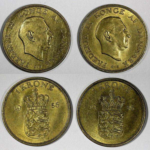 Denmark Frederik IX LOT OF 2 COINS 1956 C;S 1 Krone KM# 837.2 (19 724)