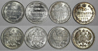 RUSSIA Nicholas II Silver LOT OF 4 COINS 1915 ,1916 10 KOPECKS aUNC Y# 20a.3 (8)