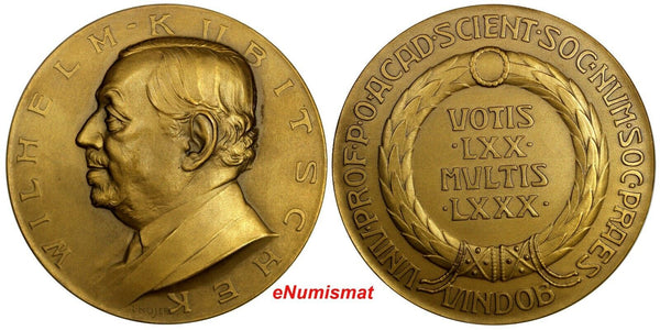 AUSTRIA Bronze Medal 1928 Wilhelm Kubitschek (1858 - 1936) numismatist Wur-4793