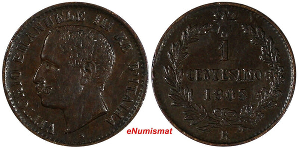 Italy Vittorio Emanuele III Bronze 1903 R 1 Centesimo KM# 35 (19 801)