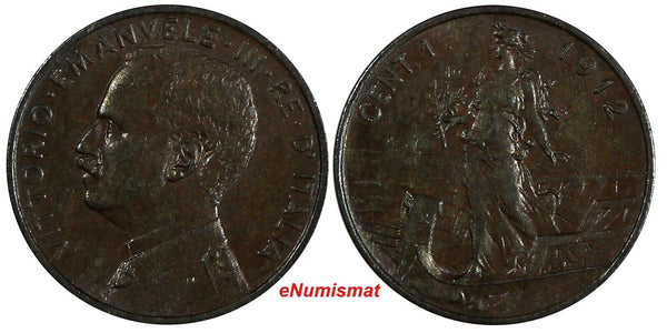 Italy Vittorio Emanuele III Bronze 1912 R 1 Centesimo  KM# 40 (19 813)