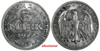 Germany,Weimar Republic 1922 G 3 Mark 3 Years of Weimar Constition UNC KM#29(1)