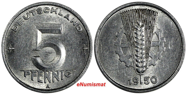 Germany - Democratic Republic (DDR) Aluminum 1950 A 5 Pfennig KM# 2 (19 826)