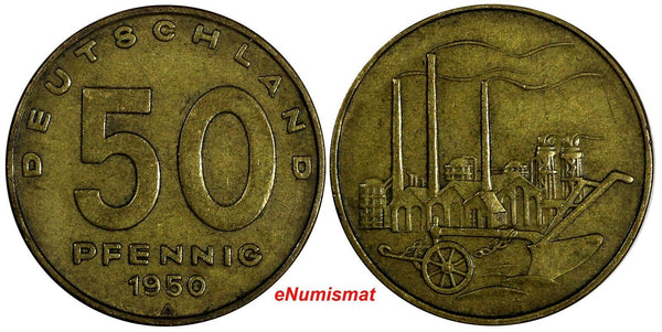 Germany - Democratic Republic (DDR) Aluminum-Bronze 1950 A 50 Pfennig KM# 4 (29)