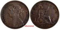 Great Britain Victoria Bronze 1879 Farthing 'Bun Head' VF/XF KM# 753 (19 837)