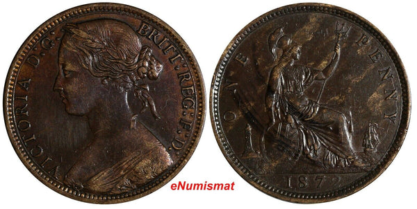 Great Britain Victoria Copper 1872 1 Penny aUNC KM# 749.2 (19 843)