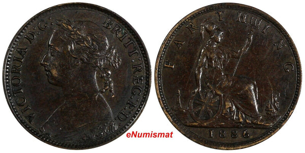 Great Britain Victoria Bronze 1886 Farthing XF KM# 753 (19 845)