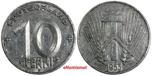 Germany - Democratic Republic (DDR) 1953 E 10 Pfennig SCARCE KM# 7 (19 856)