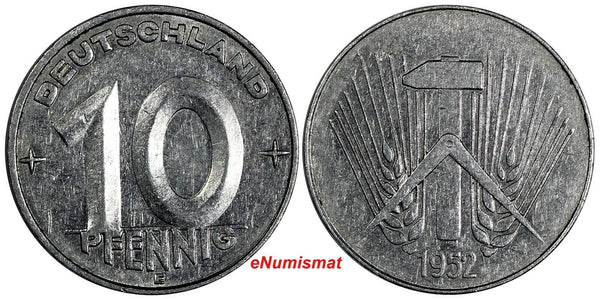 Germany - Democratic Republic (DDR) 1952 E 10 Pfennig SCARCE KM# 7 (19 857)