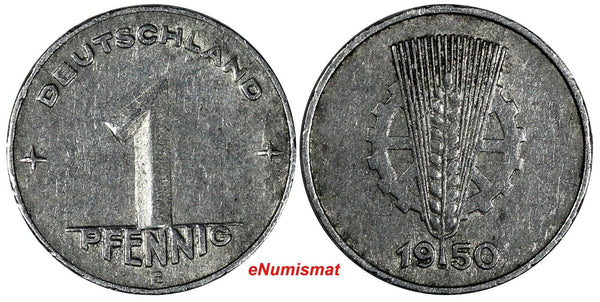 Germany - Democratic Republic (DDR) 1950 E 1 Pfennig BETTER DATE KM# 1 (19 859)