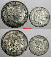Netherlands Silver LOT OF 2 COINS 1957 Gulden ,1959 2 1/2 Gulden KM#184 KM#185