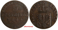 German States PRUSSIA Friedrich Wilhelm IV Copper 1844 D 3 Pfennig KM# 449 (946)