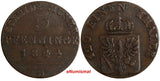 German States PRUSSIA Friedrich Wilhelm IV Copper 1844 D 3 Pfennig KM# 449 (946)