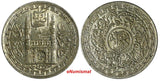 India-Princely States HYDERABAD Silver AH1323 (1905) 2 Annas aUNC Y# 37 (954)