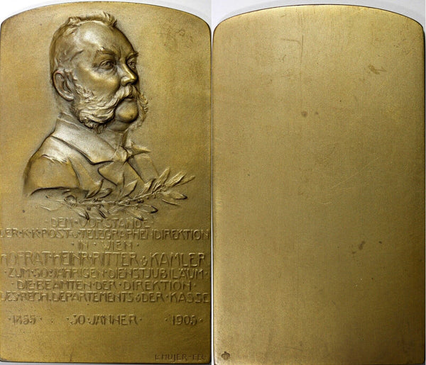 AUSTRIA Medal Bronze Plaque 1905 by L. Hujer Heinrich Ritter von Kamler  H-7502