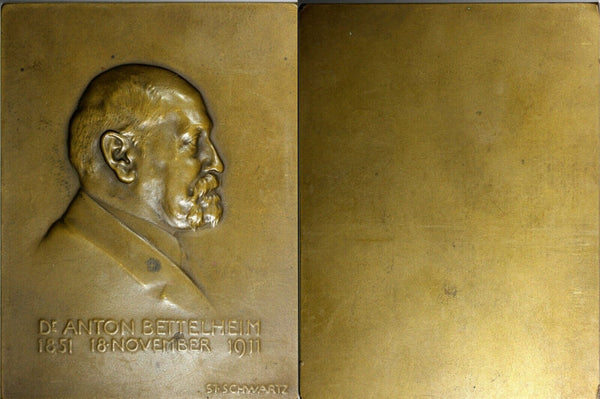 AUSTRIA Medal Bronze Plaque 1911by S.Schwartz Anton Bettelheim-critic,journalist